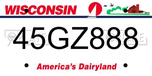45GZ888 Wisconsin License Plate