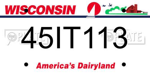 45IT113 Wisconsin License Plate