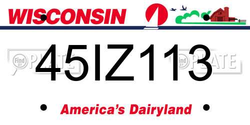 45IZ113 Wisconsin License Plate