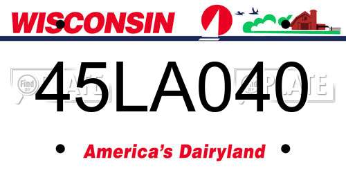 45LA040 Wisconsin License Plate