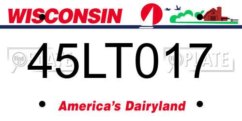 45LT017 Wisconsin License Plate