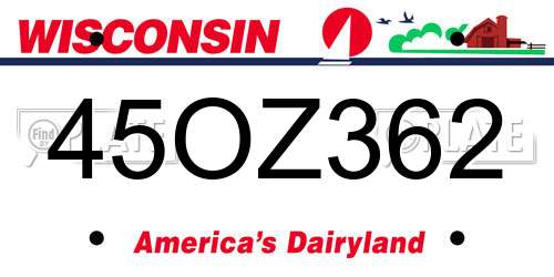 45OZ362 Wisconsin License Plate