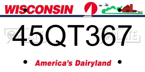 45QT367 Wisconsin License Plate