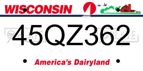 45QZ362 Wisconsin License Plate