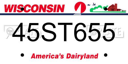 45ST655 Wisconsin License Plate