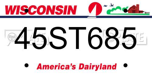 45ST685 Wisconsin License Plate
