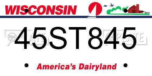 45ST845 Wisconsin License Plate