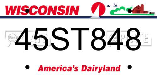 45ST848 Wisconsin License Plate