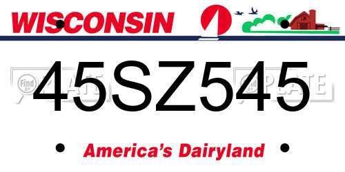 45SZ545 Wisconsin License Plate