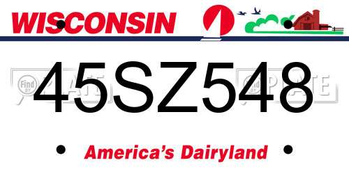 45SZ548 Wisconsin License Plate