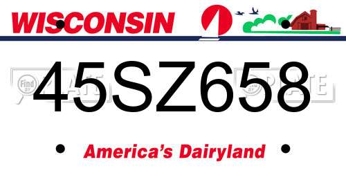 45SZ658 Wisconsin License Plate