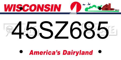 45SZ685 Wisconsin License Plate