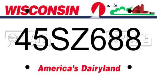 45SZ688 Wisconsin License Plate
