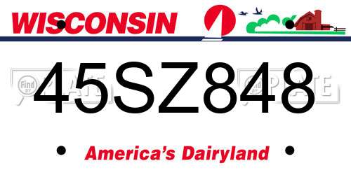 45SZ848 Wisconsin License Plate