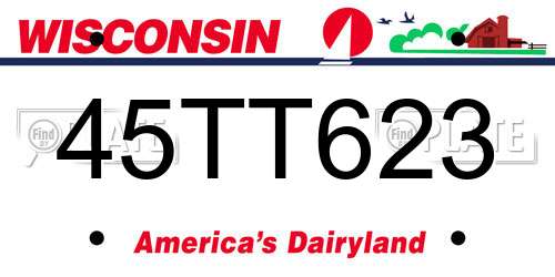 45TT623 Wisconsin License Plate