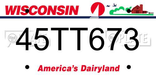 45TT673 Wisconsin License Plate