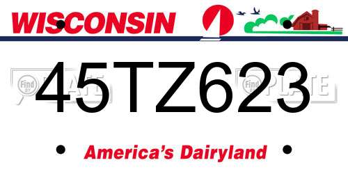45TZ623 Wisconsin License Plate