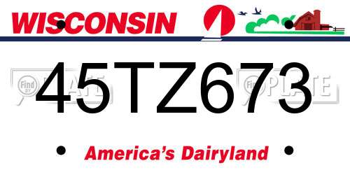 45TZ673 Wisconsin License Plate