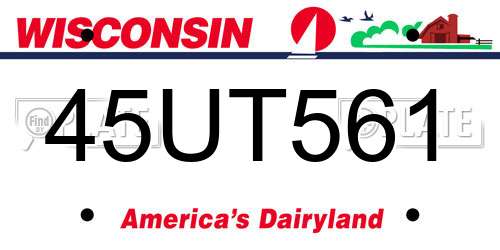 45UT561 Wisconsin License Plate