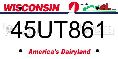 45UT861 Wisconsin License Plate