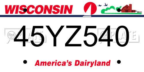 45YZ540 Wisconsin License Plate
