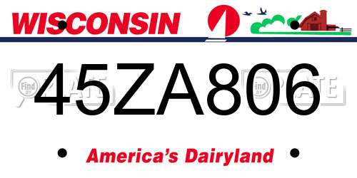 45ZA806 Wisconsin License Plate
