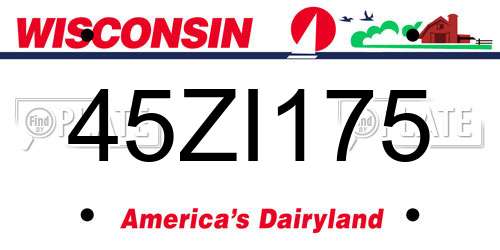 45ZI175 Wisconsin License Plate