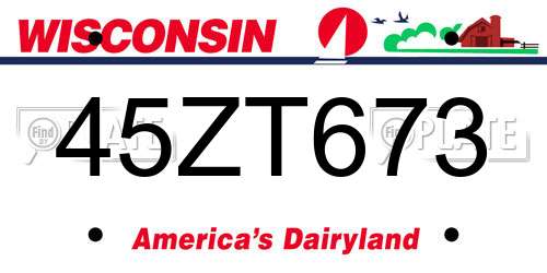 45ZT673 Wisconsin License Plate