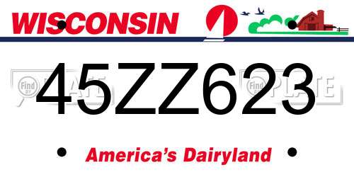 45ZZ623 Wisconsin License Plate