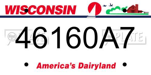46160A7 Wisconsin License Plate