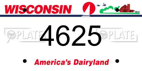 4625 Wisconsin License Plate