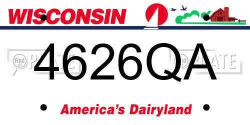 4626QA Wisconsin License Plate