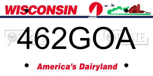 462GOA Wisconsin License Plate