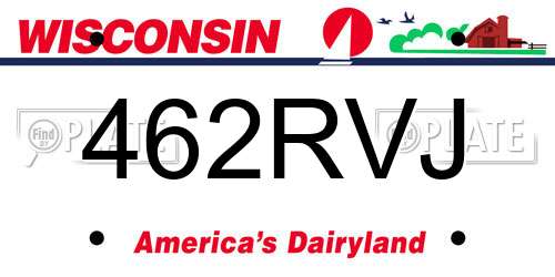 462RVJ Wisconsin License Plate