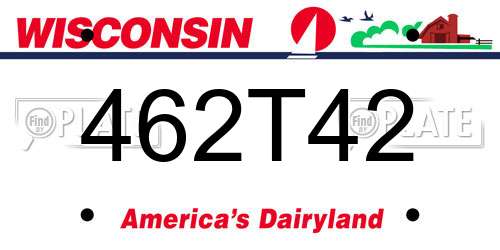 462T42 Wisconsin License Plate