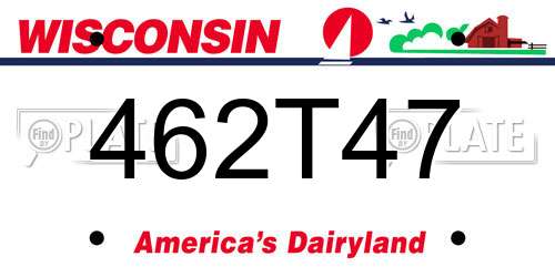 462T47 Wisconsin License Plate