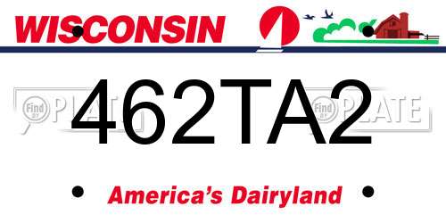 462TA2 Wisconsin License Plate