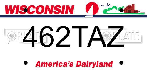 462TAZ Wisconsin License Plate