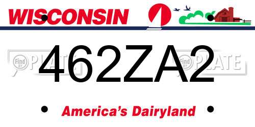 462ZA2 Wisconsin License Plate