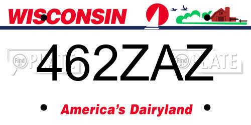 462ZAZ Wisconsin License Plate