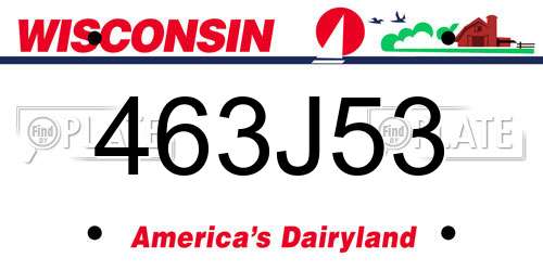 463J53 Wisconsin License Plate