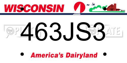 463JS3 Wisconsin License Plate