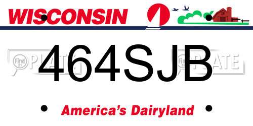 464SJB Wisconsin License Plate
