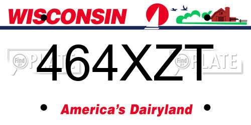 464XZT Wisconsin License Plate
