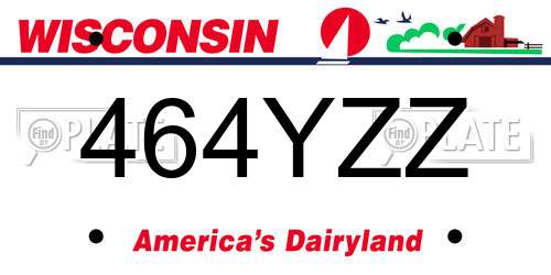 464YZZ Wisconsin License Plate