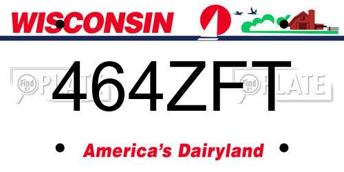 464ZFT Wisconsin License Plate