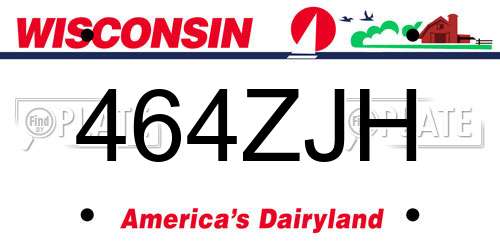464ZJH Wisconsin License Plate