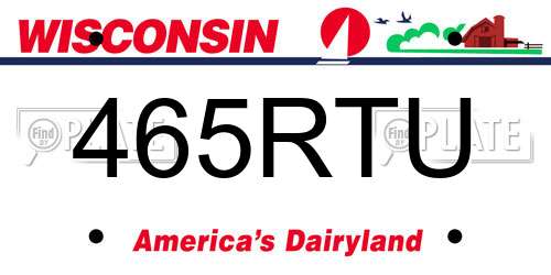 465RTU Wisconsin License Plate
