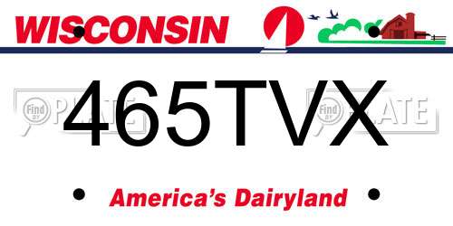 465TVX Wisconsin License Plate