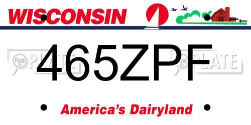 465ZPF Wisconsin License Plate